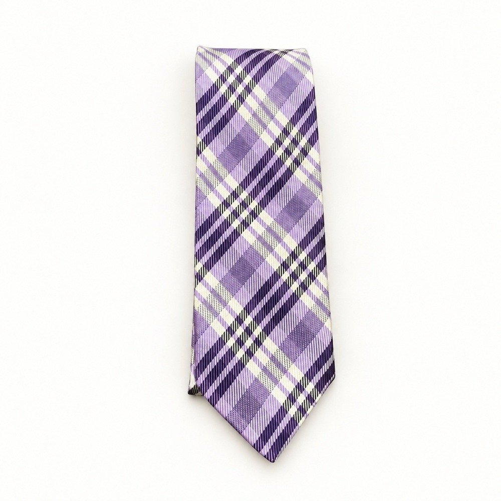 M.S. McClellan Purple Plaid Silk Necktie JZ Boulder Made in USA Men's Tie